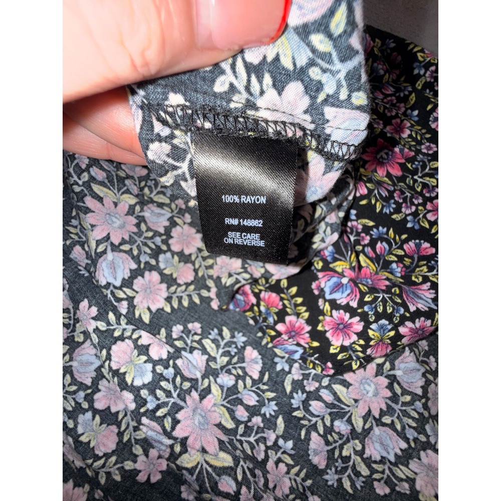 Torrid Womens Black Pink Floral Smocked Off The Shoulder Bell Sleeve Mini Dress - Picture 10 of 13